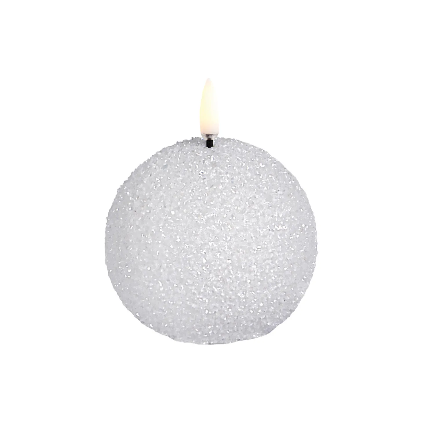 LED round candle, nordic white/glitter