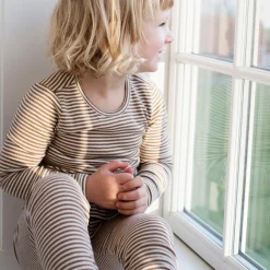 Leggings Stripe, almond/offwhite