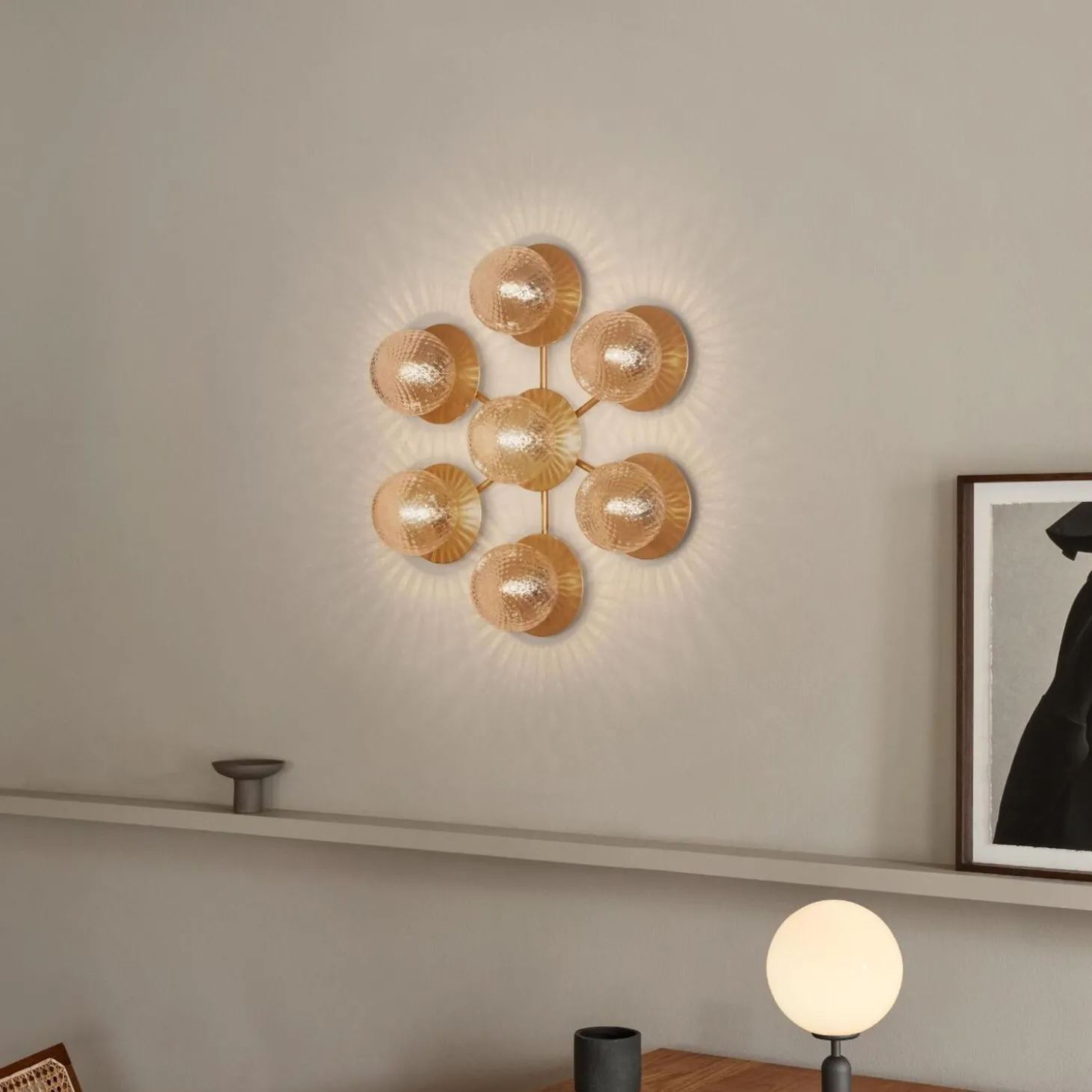 Liila 7 Star Wall Lamp, nordic gold/optic clear