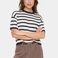 LikamSZ Striped Pullover, winter white nightsky stripe