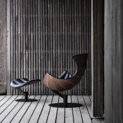 Lobster Chair loungestol, valnød/sort
