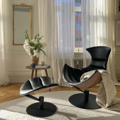 Lobster Chair loungestol, valnød/sort