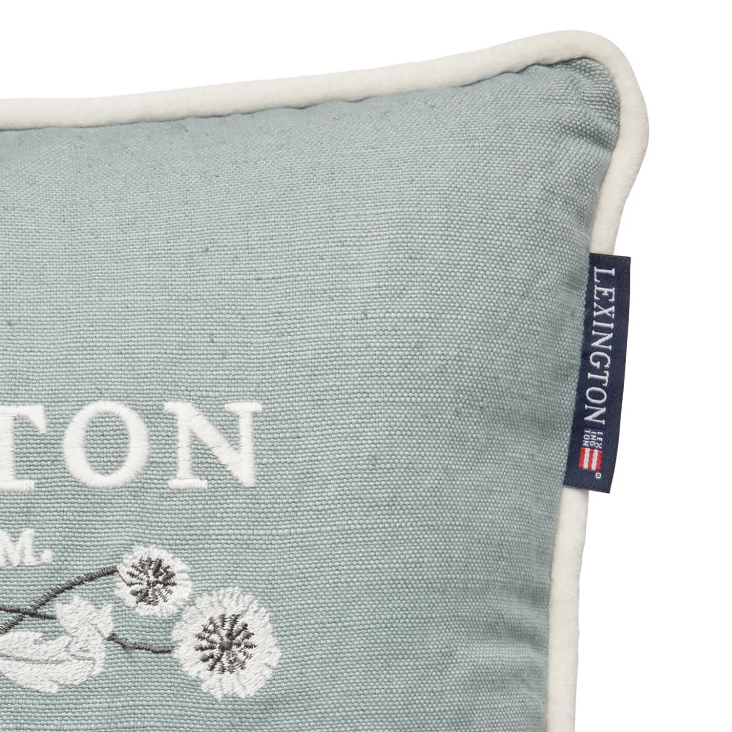 Logo Linen/Cotton Pillow, eucalyptus/white