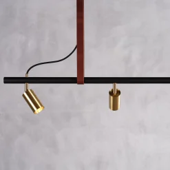 Long John 5 Spot Pendant Brown Leather, black/brass