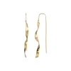 Long Twisted Hammered Earring with Chain Single, gold