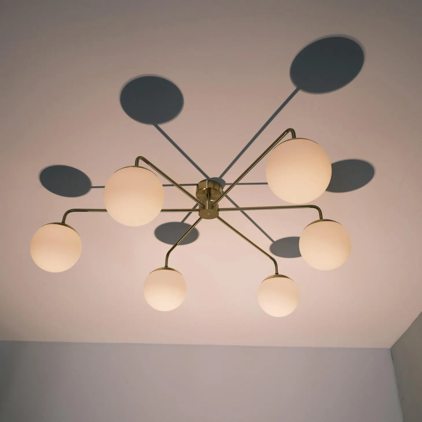 Lord Asymmetric Ceiling, brass/opal