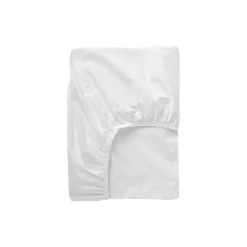 Lærredsvævet faconsyet lagen, hvid