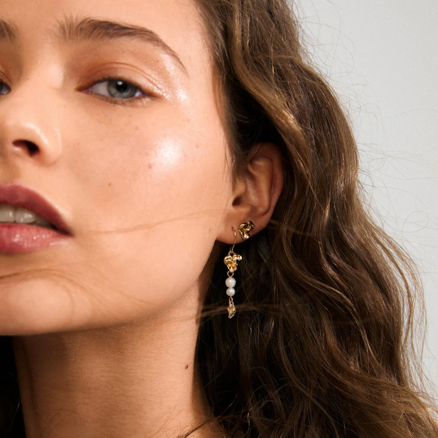 LUIS øreringe 2-i-ét sæt, guldbelagt