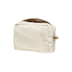 Makeup pung, classic stripes camel
