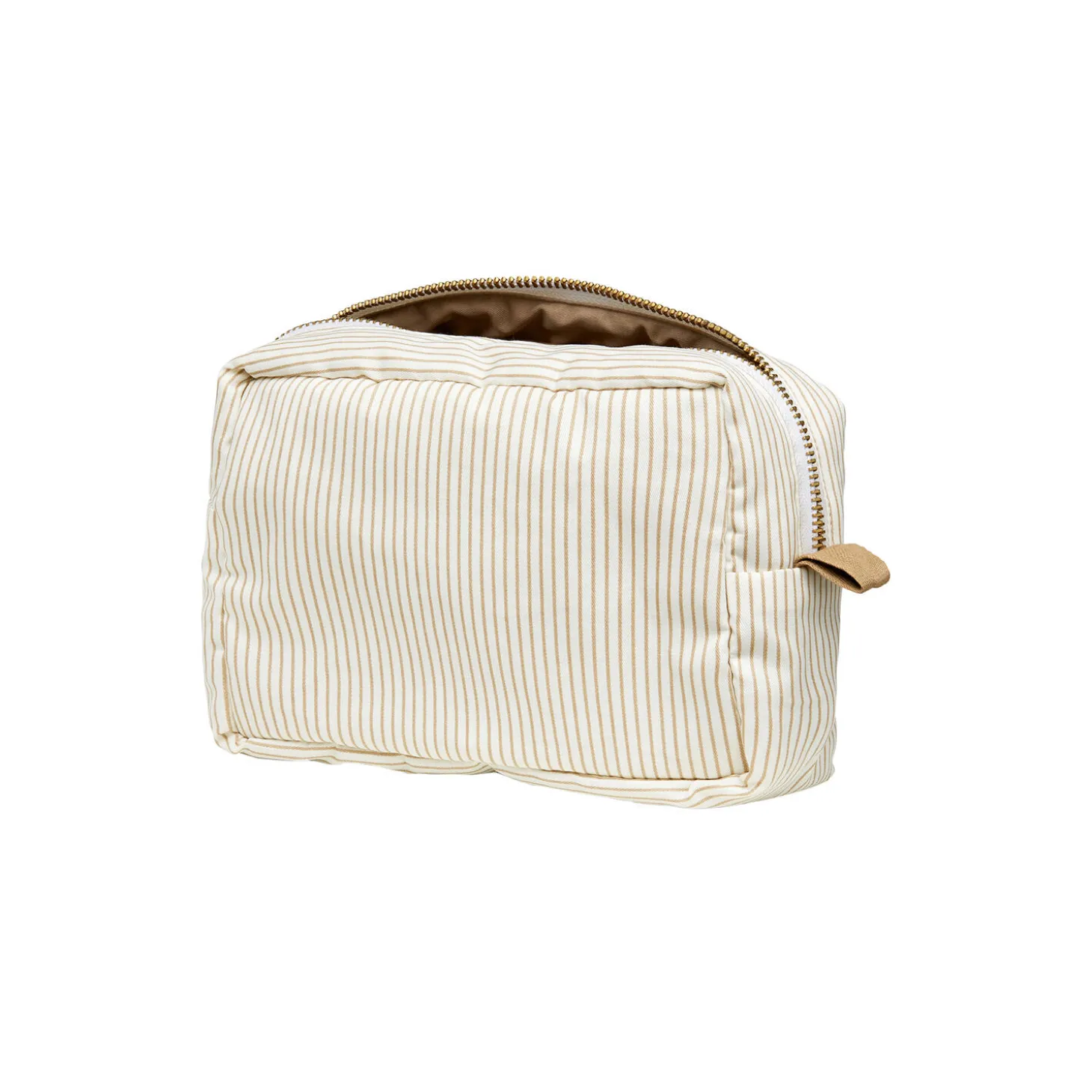 Makeup pung, classic stripes camel