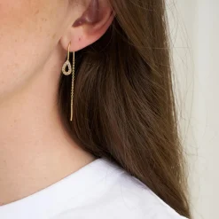 Maya chain øreringe, sølvbelagt/zirkoner