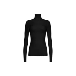 Merino Fine Rib Top Long Sleeve, black