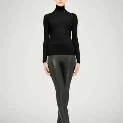 Merino Fine Rib Top Long Sleeve, black