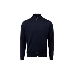 Merino Wool Zip Cardigan, navy