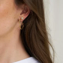 Mia round post ørering, guldbelagt/zirkoner