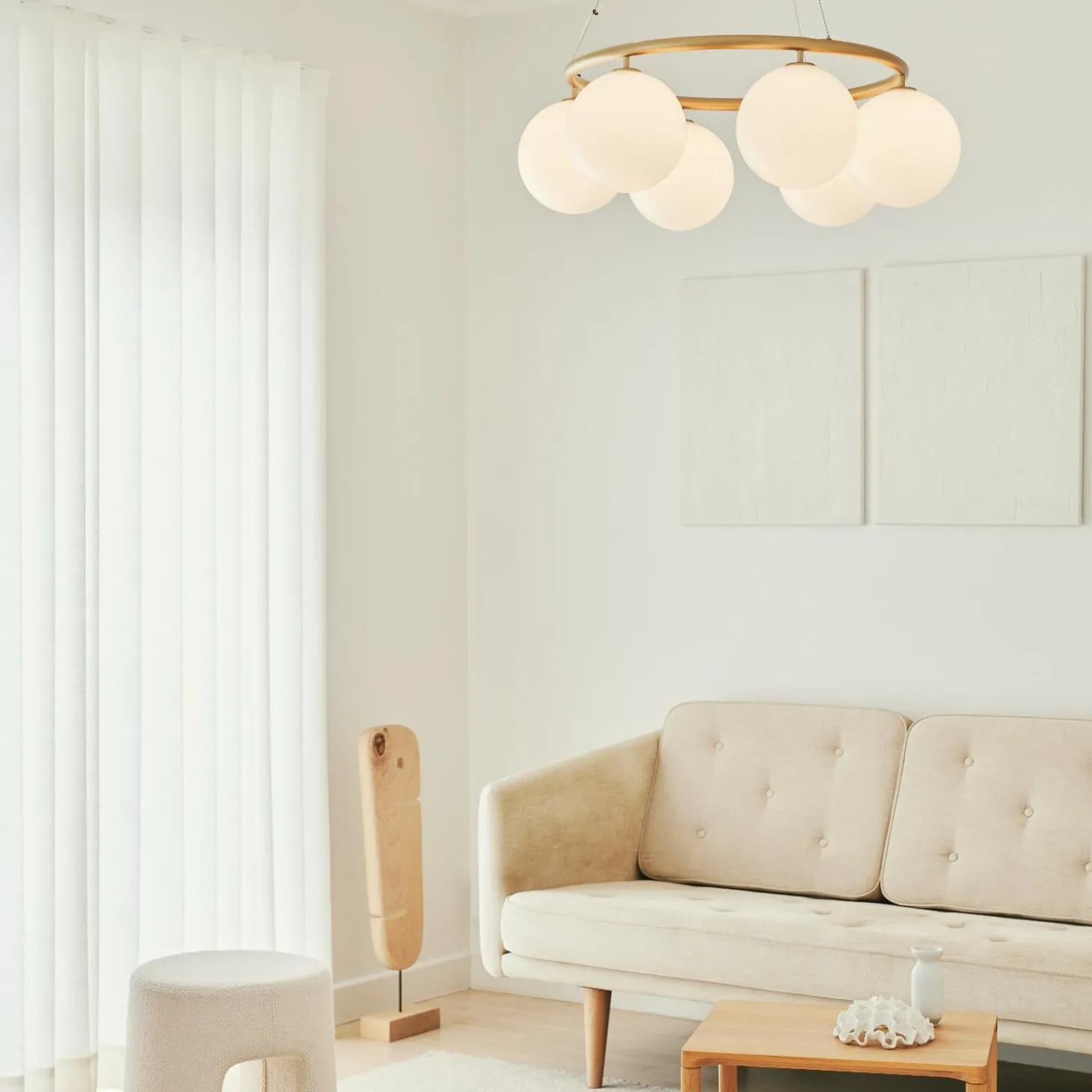 Miira 6 Circular Pendant, brass/opal