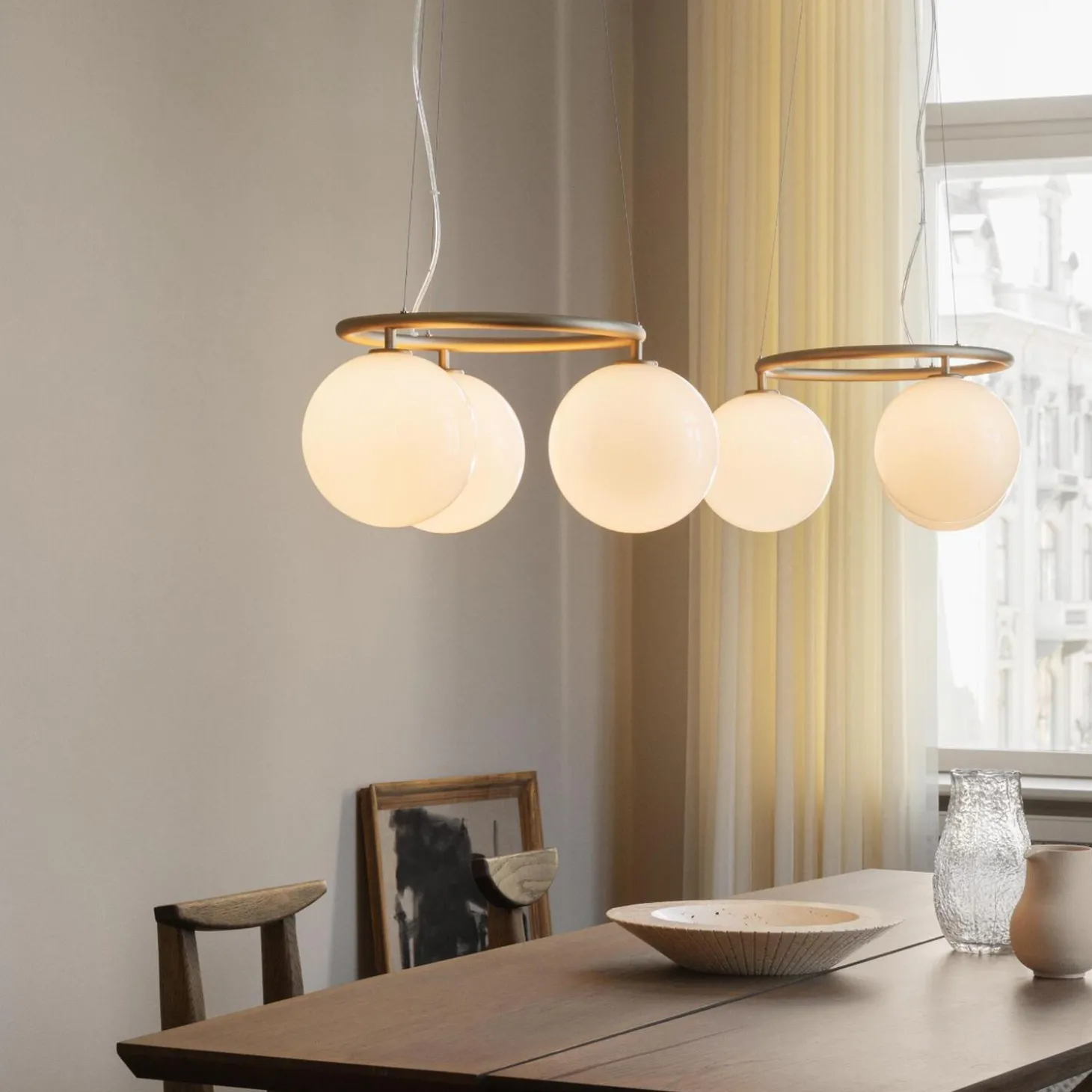 Miira 3 Circular Pendant, brass/opal