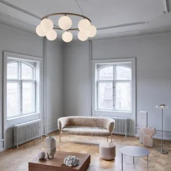 Miira 8 Circular Pendant, brass/opal