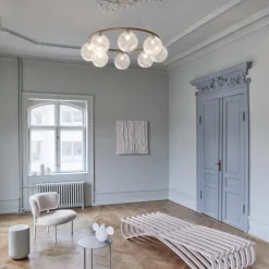 Miira 8 Circular Pendant, brass/optic clear