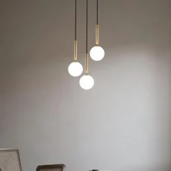 Miira 3 Pendant, brass/opal white