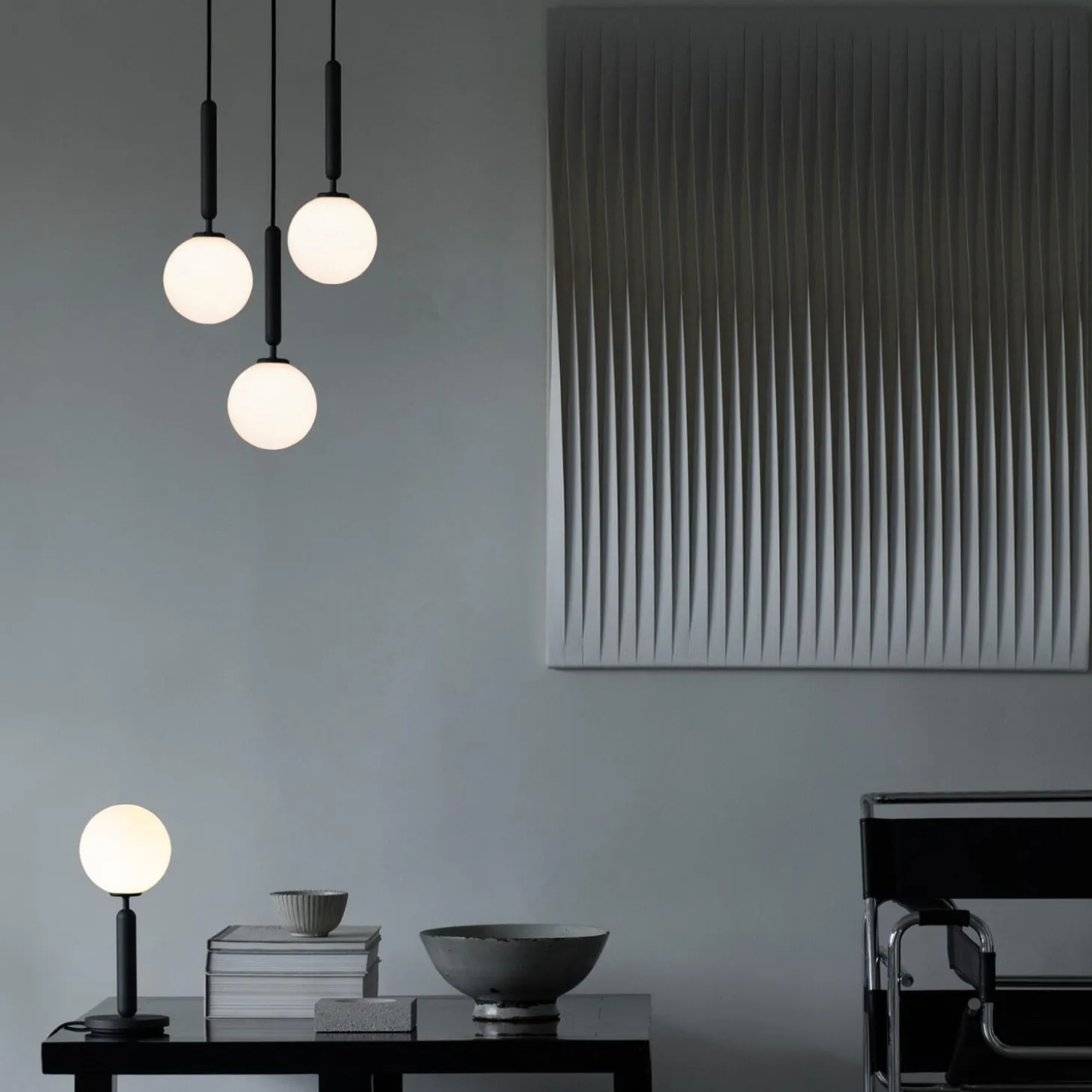 Miira 3 Pendant, rock grey/opal white