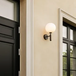 Miira Outdoor Wall Lamp, dark bronze/opal