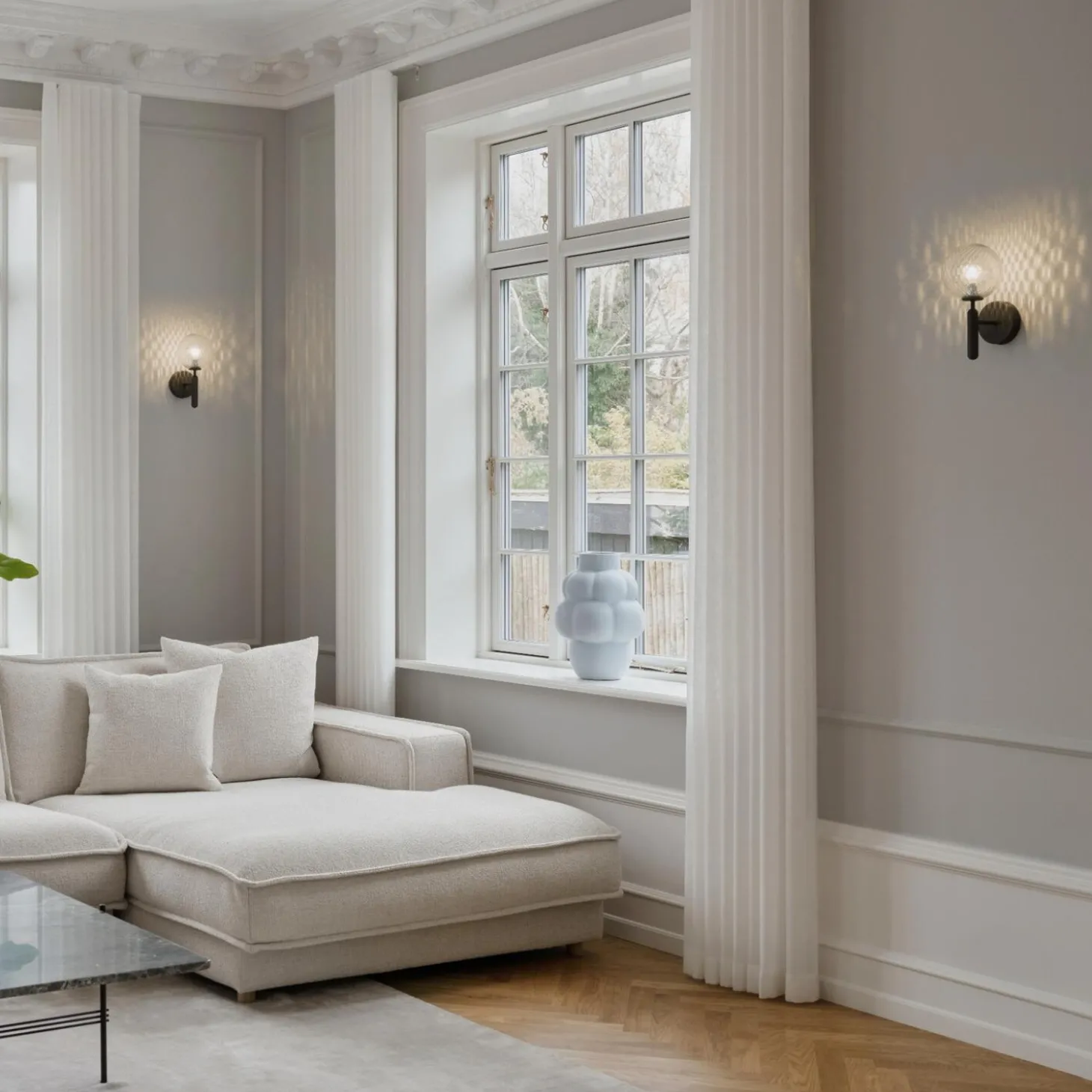 Miira Wall Lamp, rock grey/optic clear