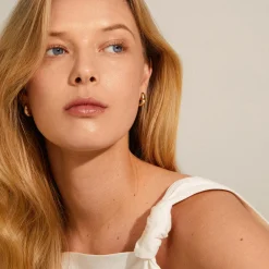 MINE Chunky Huggie Hoops, gold plated