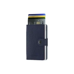 Miniwallet, vegetable tanned navy/silver