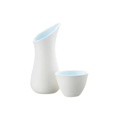 Mælk/sukkersæt, hvid/isblå