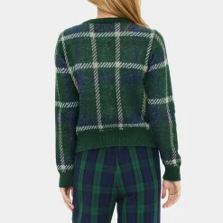 MoanaSZ Cardigan, botanical naval plaid