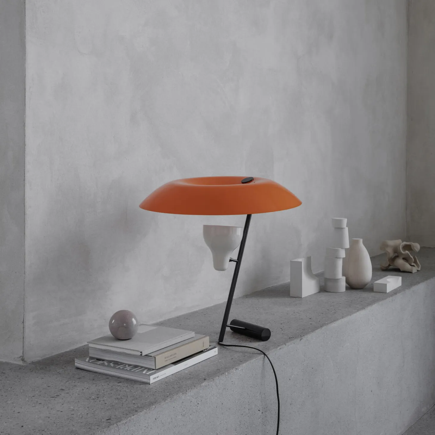 Model 548 Table Lamp, orange/dark burnished brass