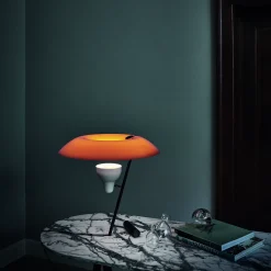 Model 548 Table Lamp, orange/dark burnished brass