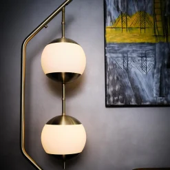 Monroe Floor Lamp, brass/opal