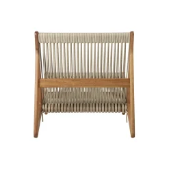 MR01 Outdoor Initial Lounge Chair, oiled iroko/sunfire melange beige/sand