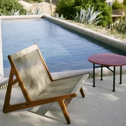 MR01 Outdoor Initial Lounge Chair, oiled iroko/sunfire melange beige/sand