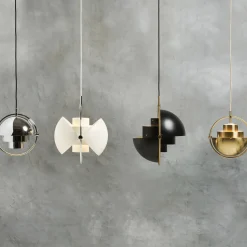 Multi-Lite Pendant, soft black semi matt/brass