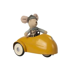 Mus med bil og garage, gul