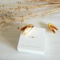 Muslingeskal Bestiksæt, forgyldt tin