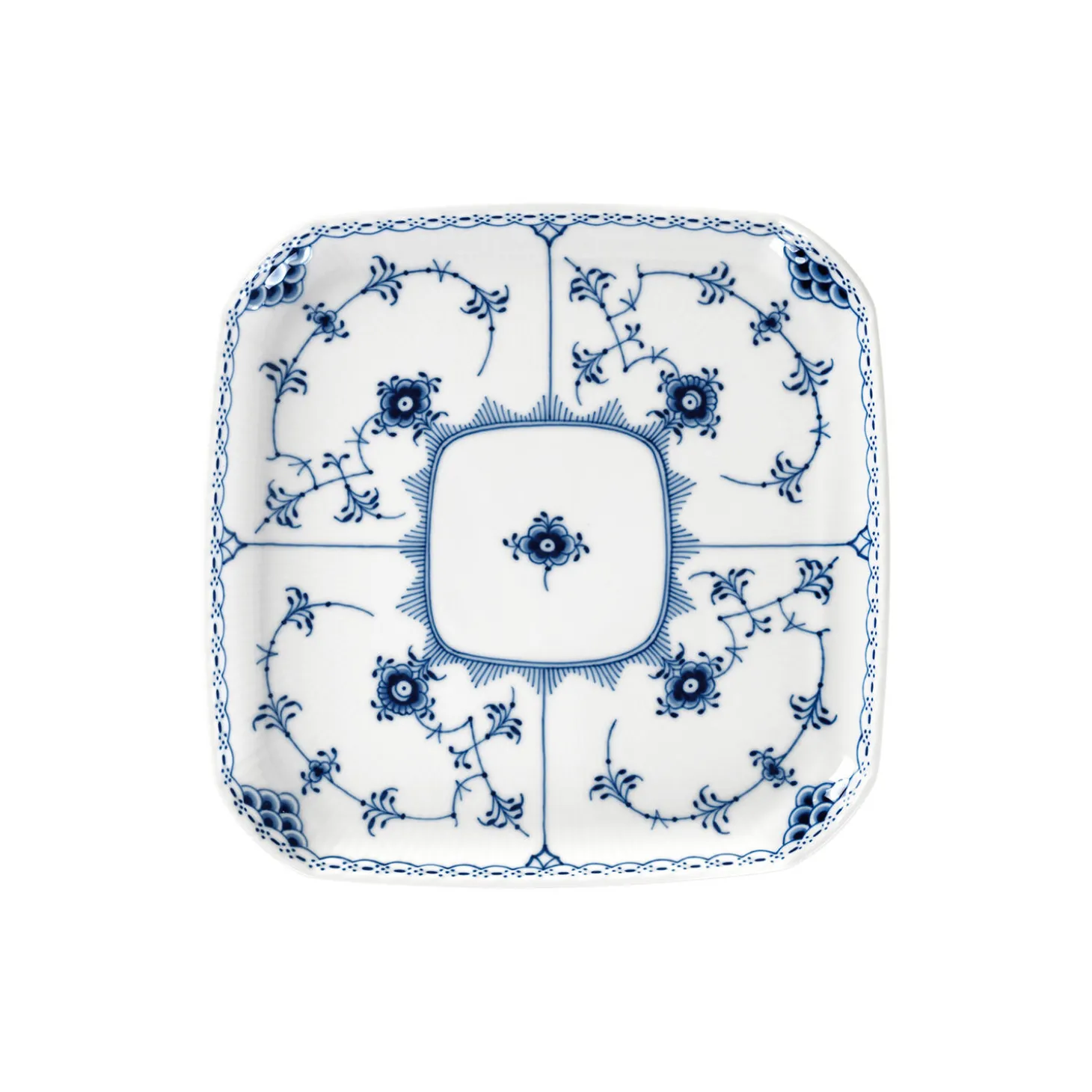 Musselmalet Halvblonde firkantet tallerken 21 cm