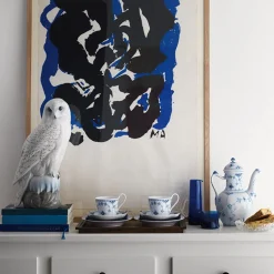 Musselmalet Halvblonde Kaffekande med låg