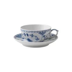 Musselmalet Halvblonde kop med underkop 20 cl