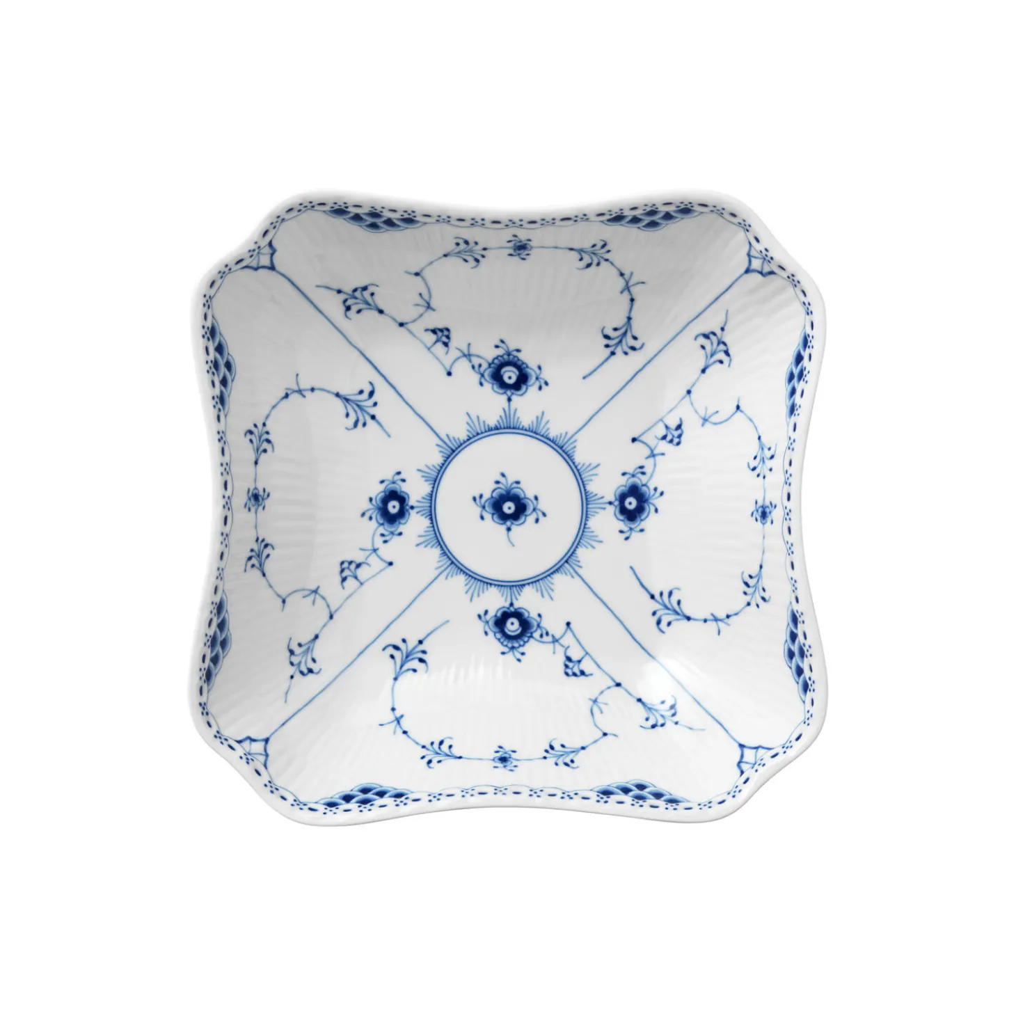 Musselmalet Halvblonde kvadratisk skål 180 cl