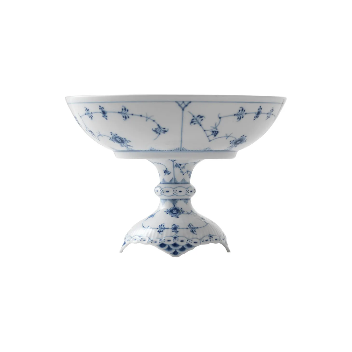 Musselmalet Halvblonde skål på høj fod 15,5 cm