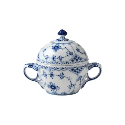 Musselmalet Halvblonde sukkerskål med låg 20 cl