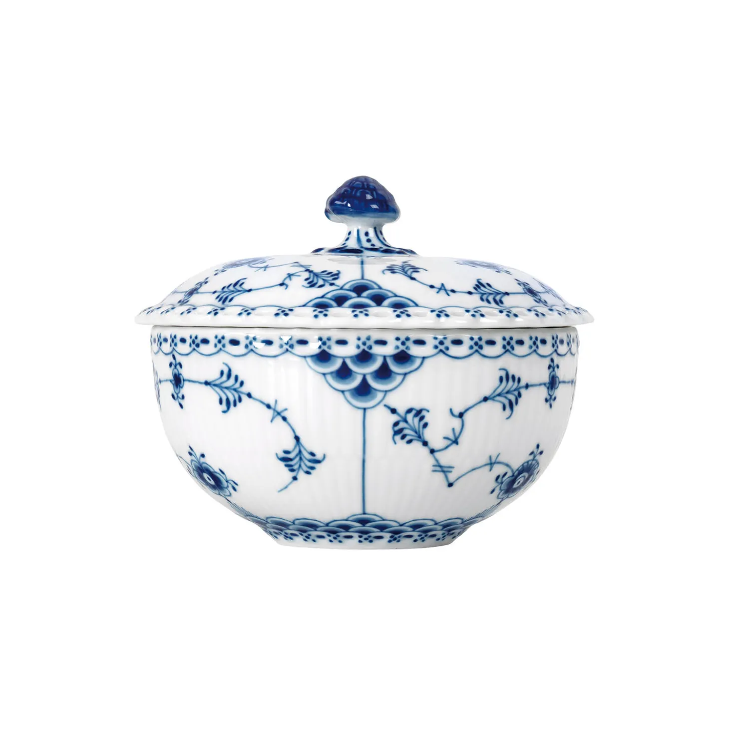 Musselmalet Helblonde skål med låg 35 cl