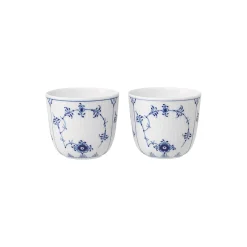 Musselmalet Riflet fyrfadsstager, 2 stk