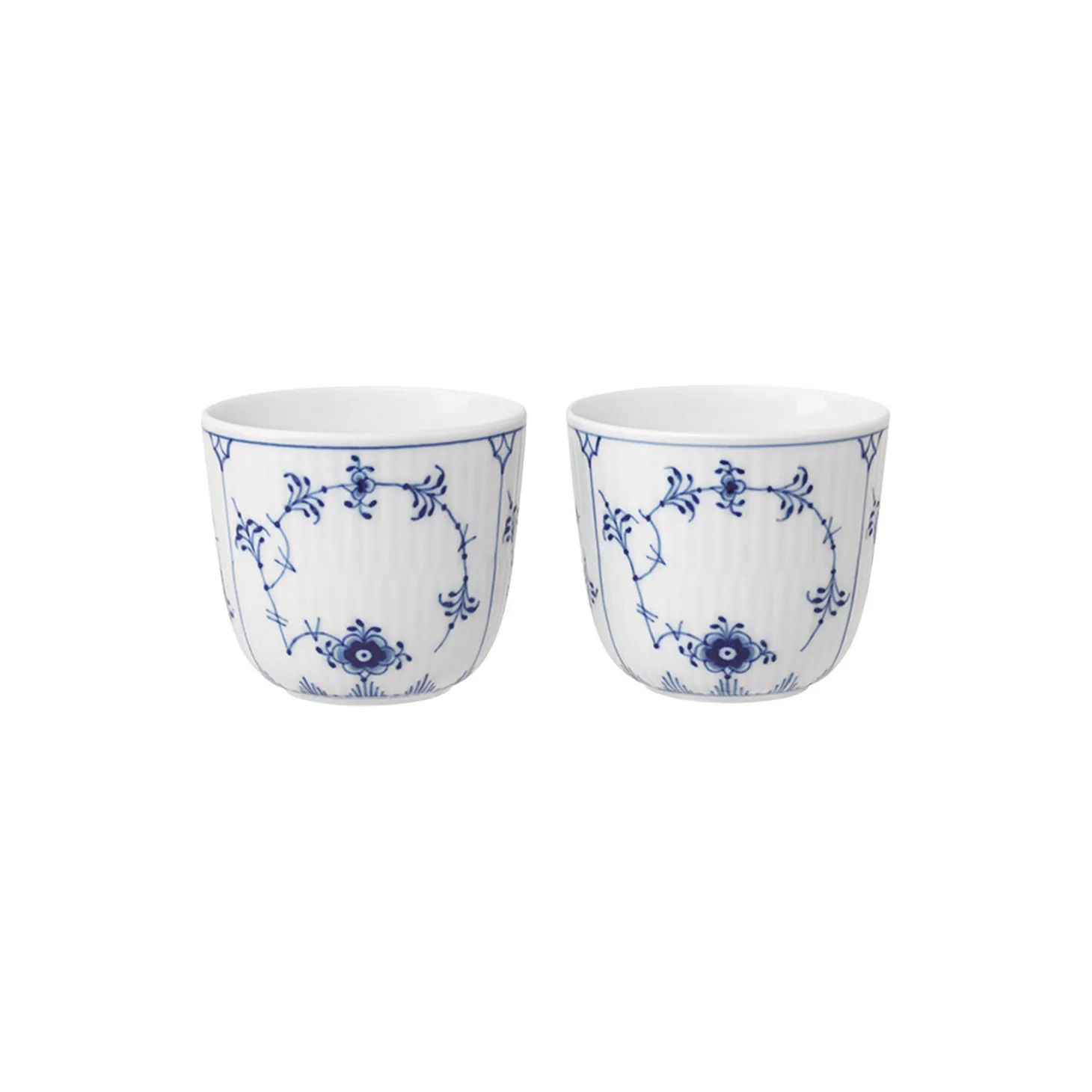 Musselmalet Riflet fyrfadsstager, 2 stk