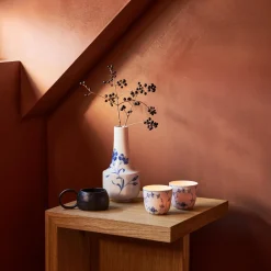 Musselmalet Riflet fyrfadsstager, 2 stk