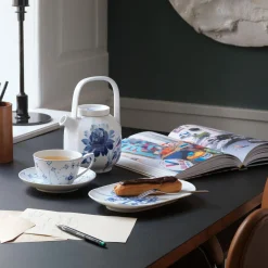 Musselmalet Riflet kop med underkop 28 cl